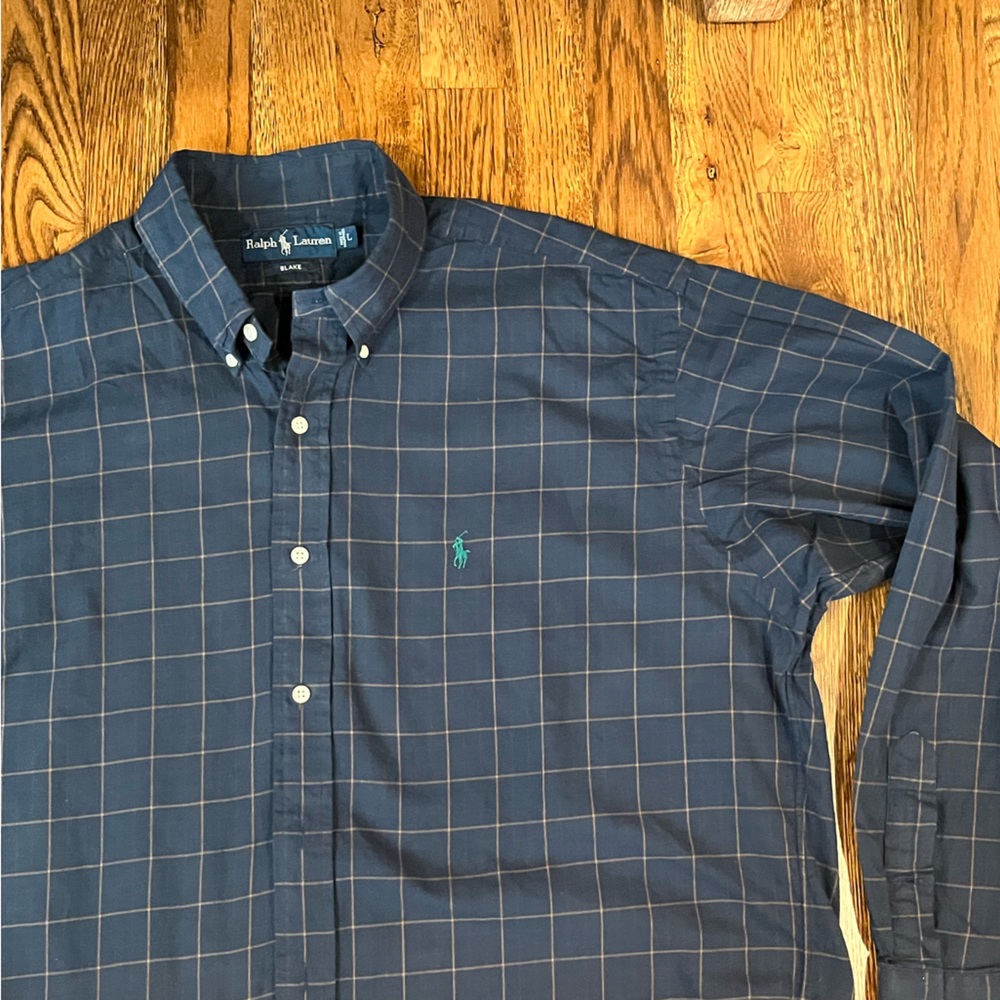 Polo by Ralph Lauren, BLAKE long sleeve navy button front dress shirt